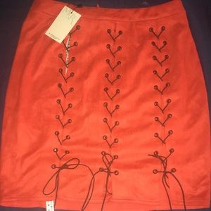 Mistress Rock Red Suedette Skirt